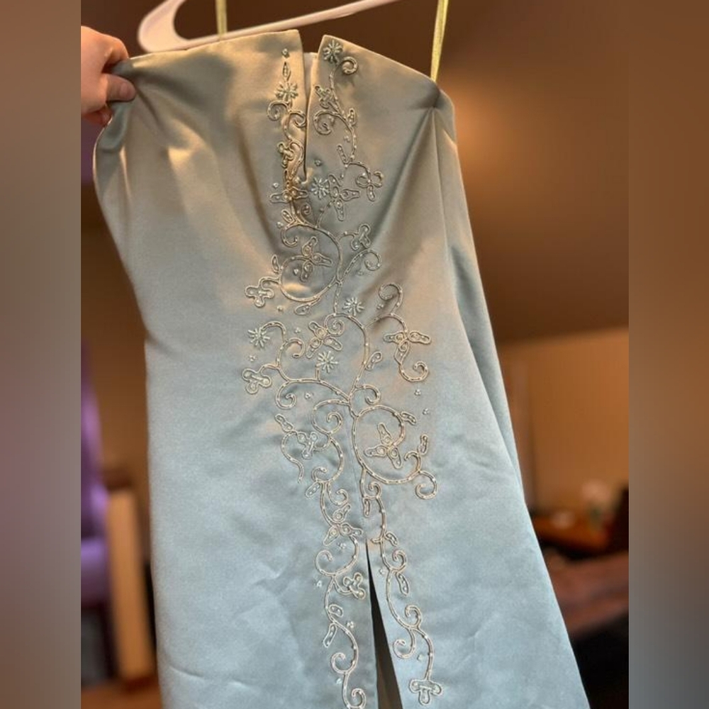 Elegant Light Blue Embroidered Gown - Picture 5 of 5
